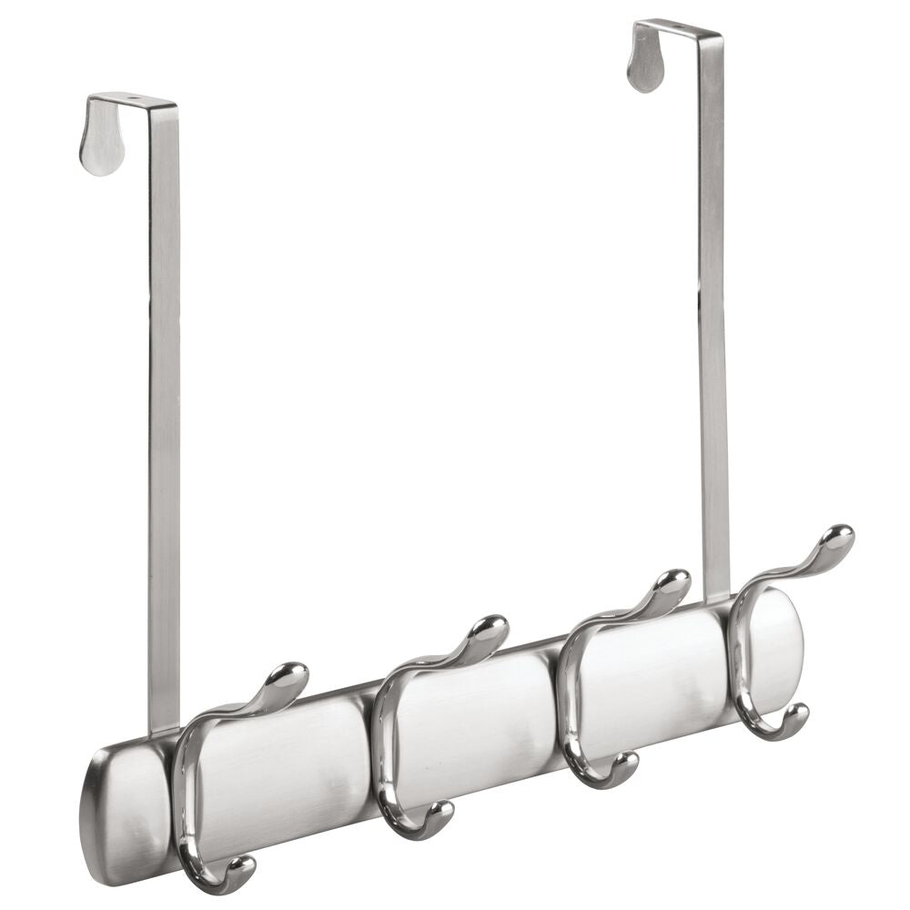 iDesign Bruschia 4-Hook Rack | Over-the-Door Organizer - Brushed Chrome ...