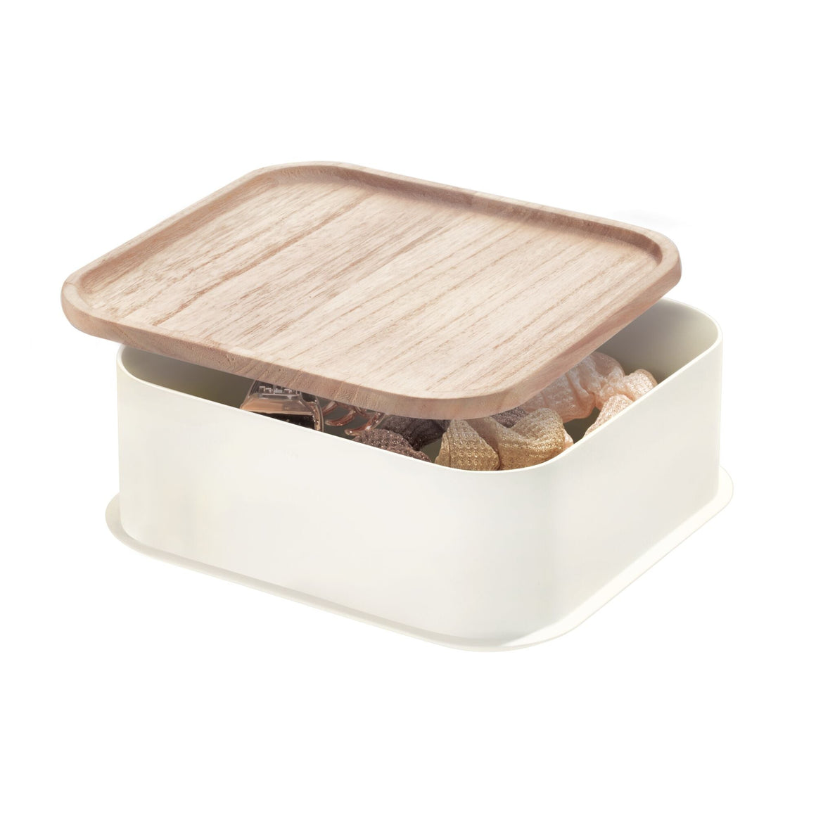 iDesign Storage Bin | Eco BPA-Free with Paulownia Wood Lid - Coconut ...