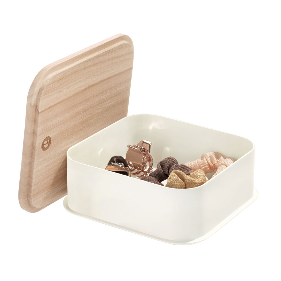 iDesign Storage Bin | Eco BPA-Free with Paulownia Wood Lid - Coconut ...